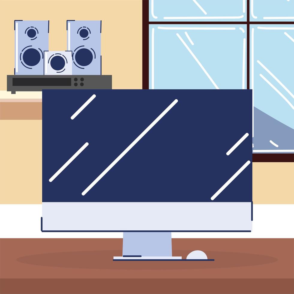 computer and sound system vector
