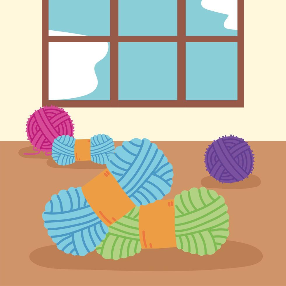 wool balls yarn vector