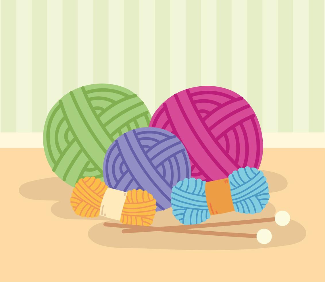 knit yarn wools vector