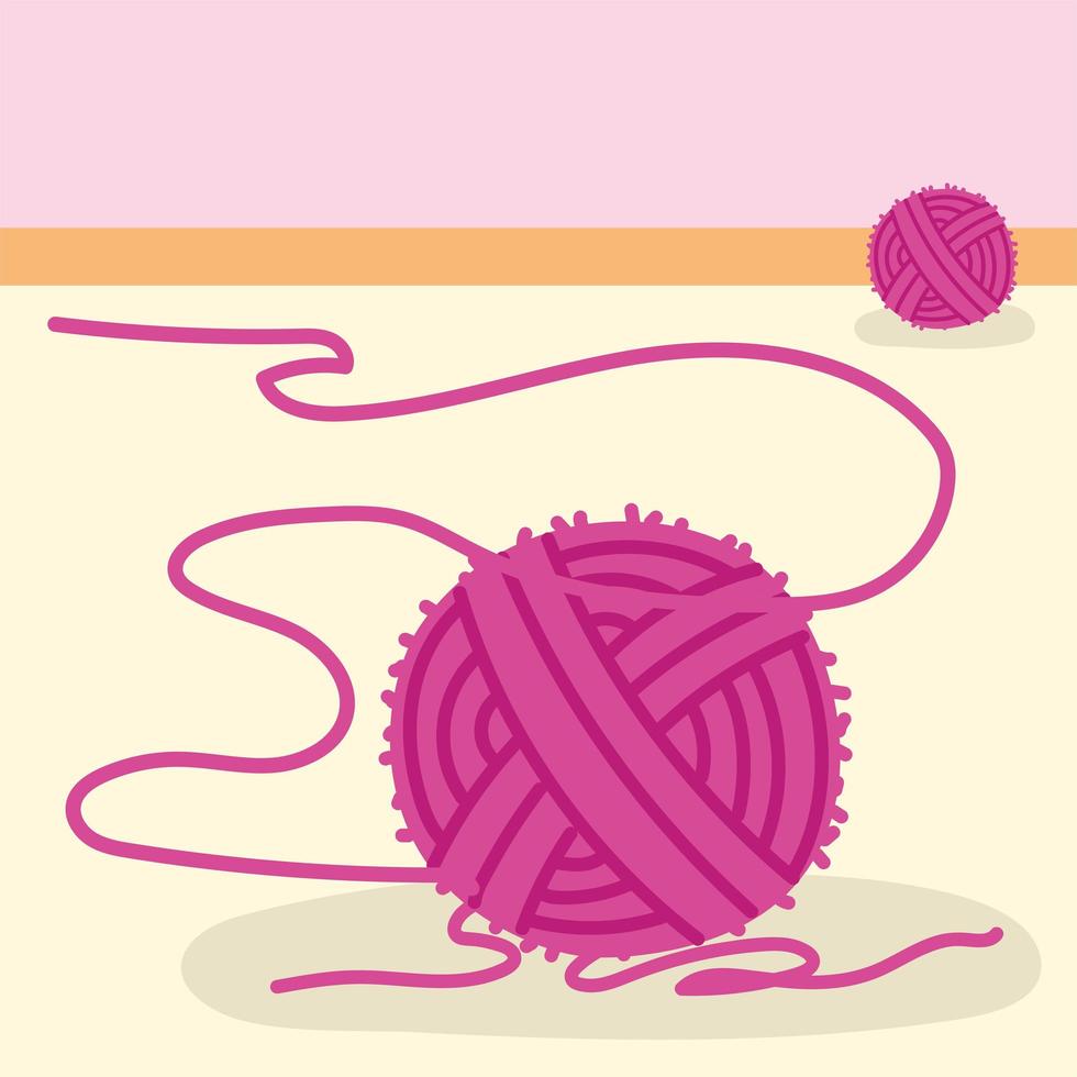 pink yarn of wool vector