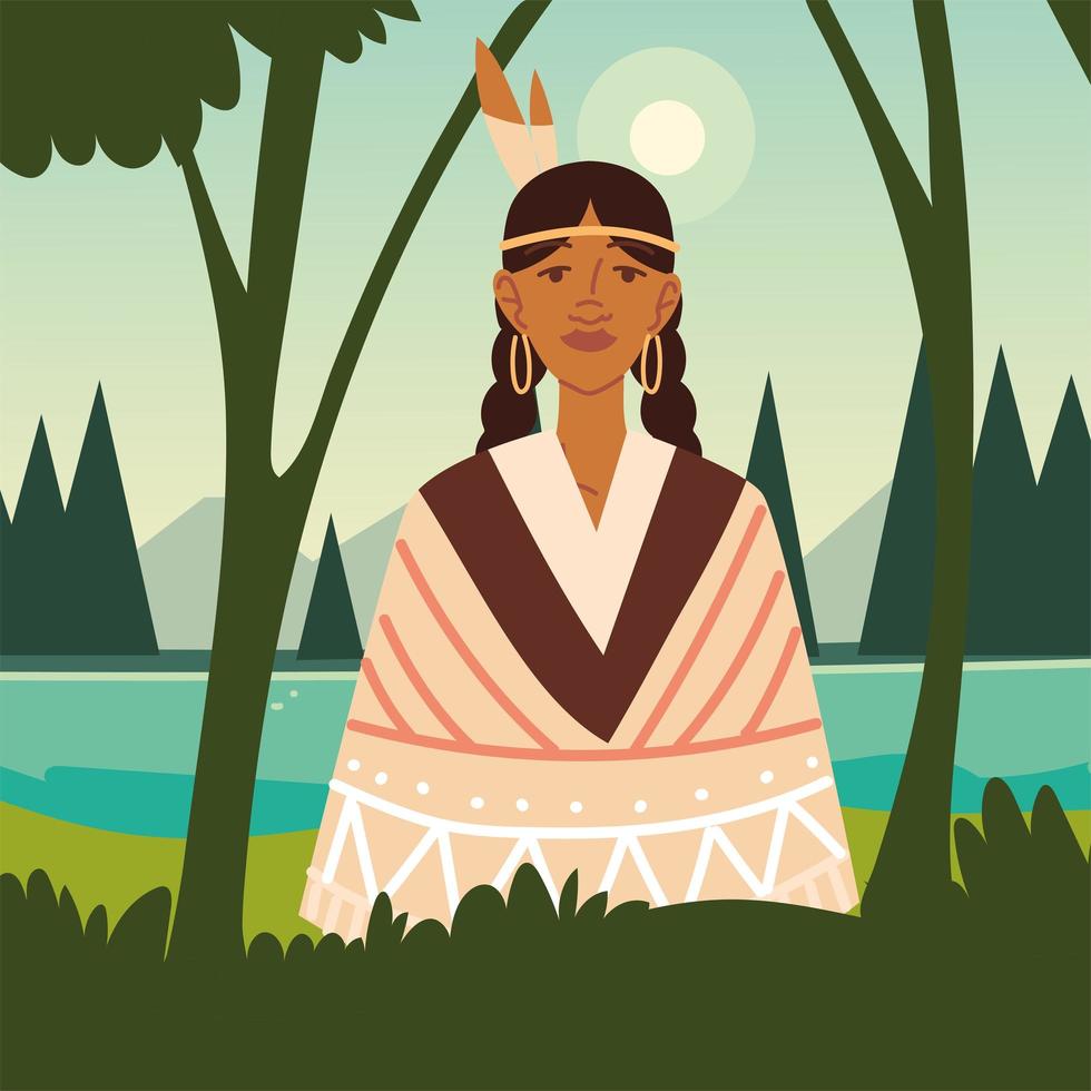 indigenous native woman vector