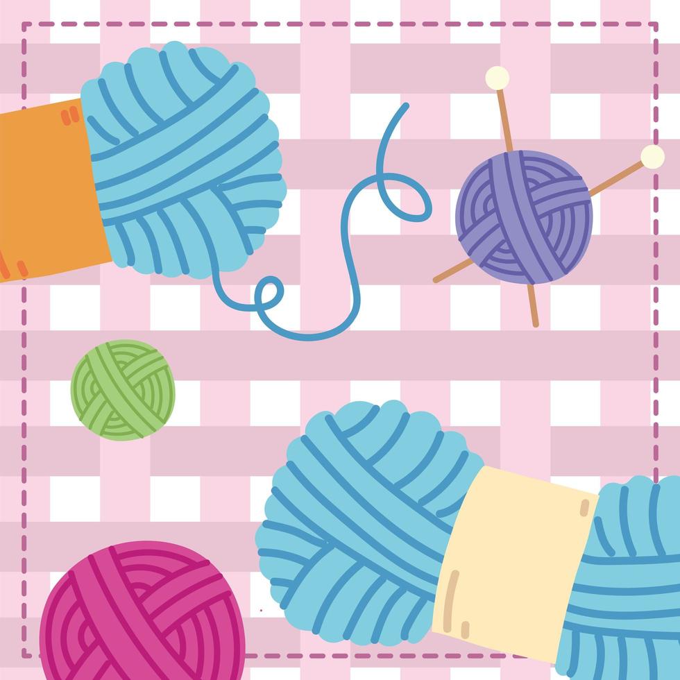 knitting wools handcraft vector