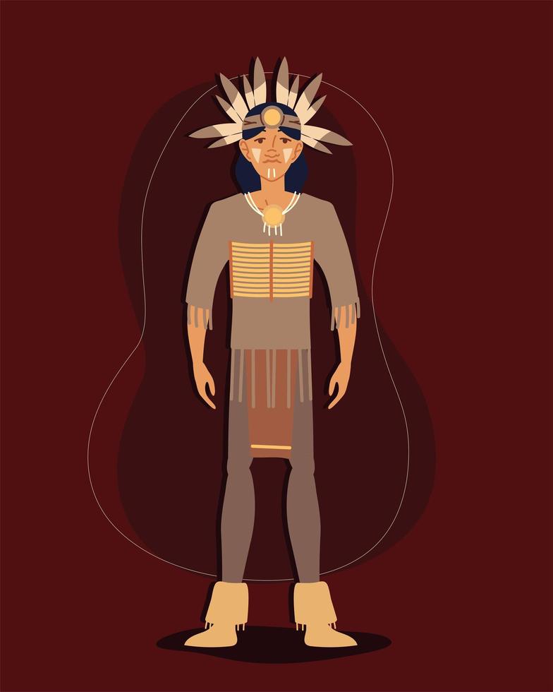indigenous native man vector