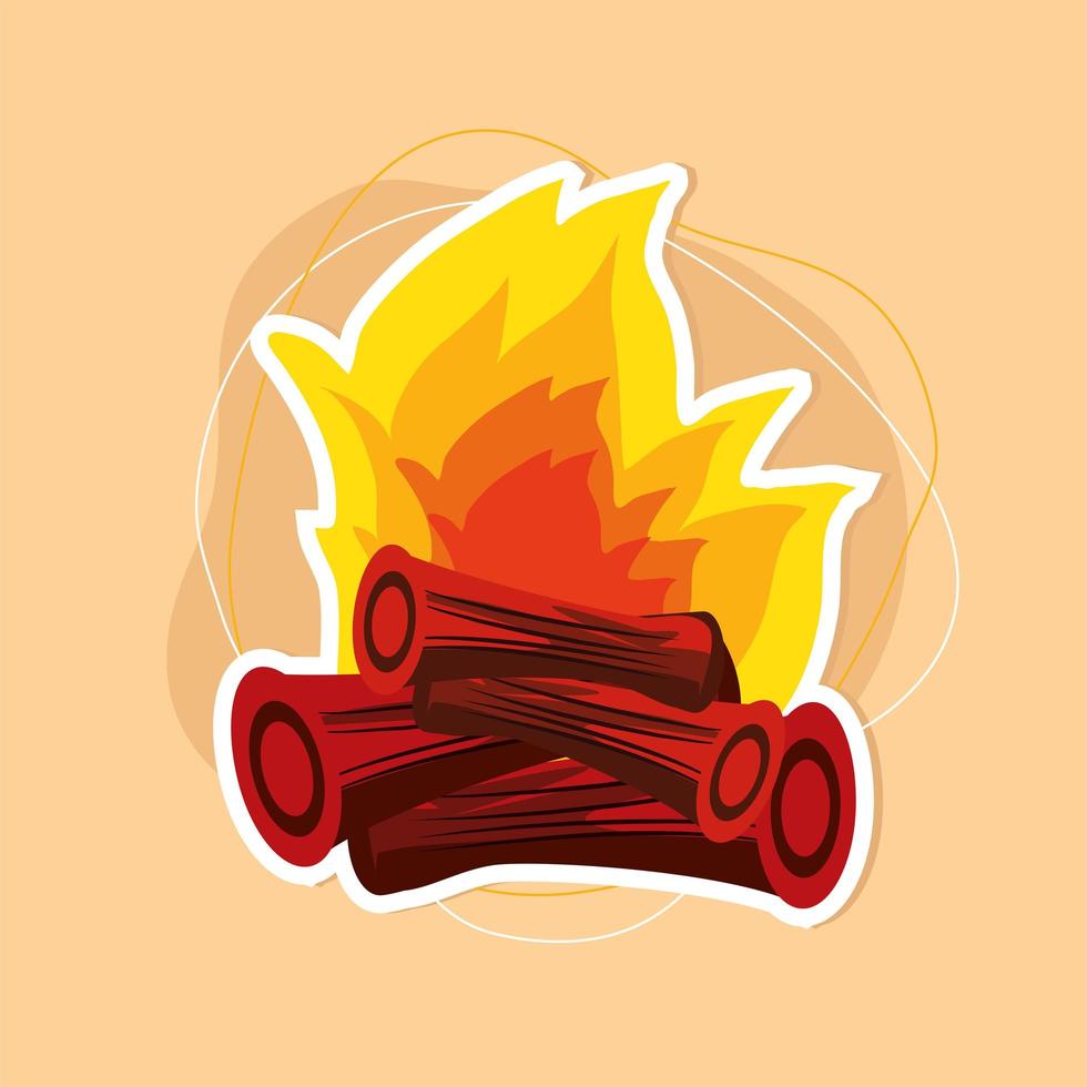 campfire wood flames vector