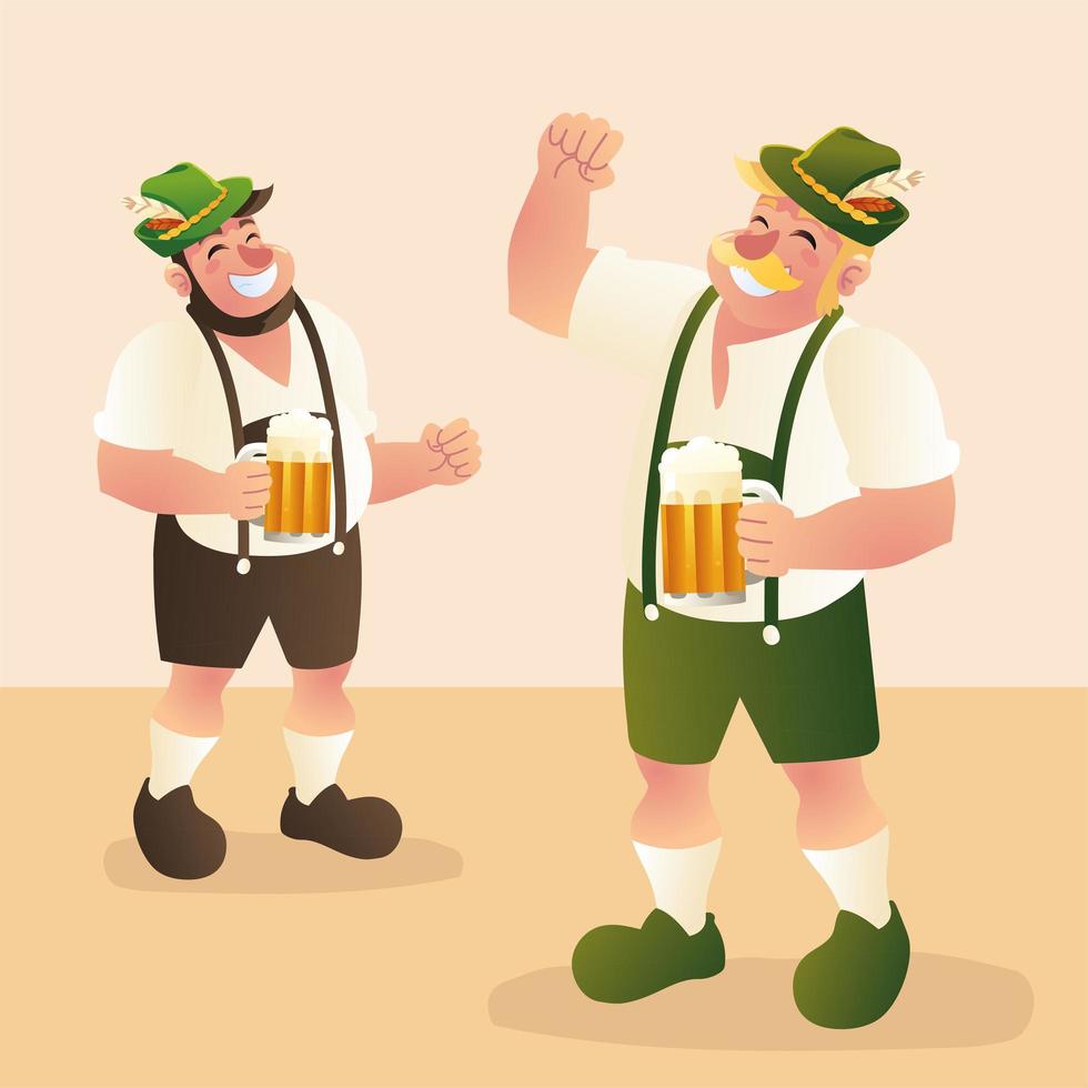 happy bavarian men vector