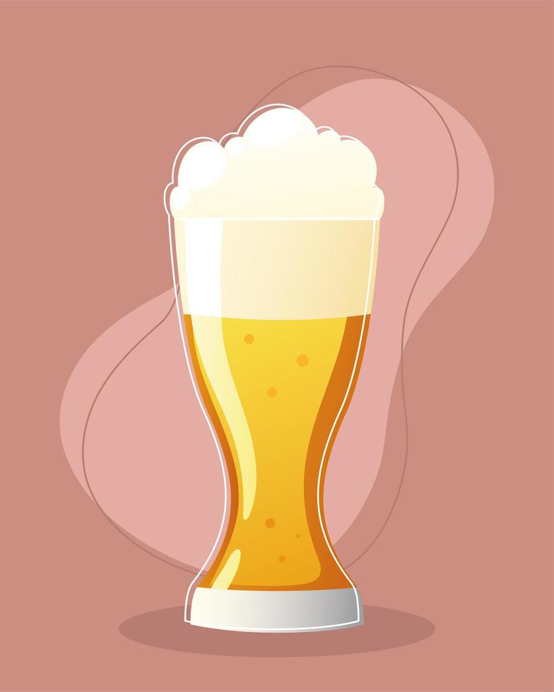 beer in glass with foam vector