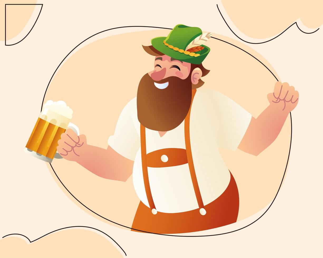 hombre bávaro bebiendo cerveza vector