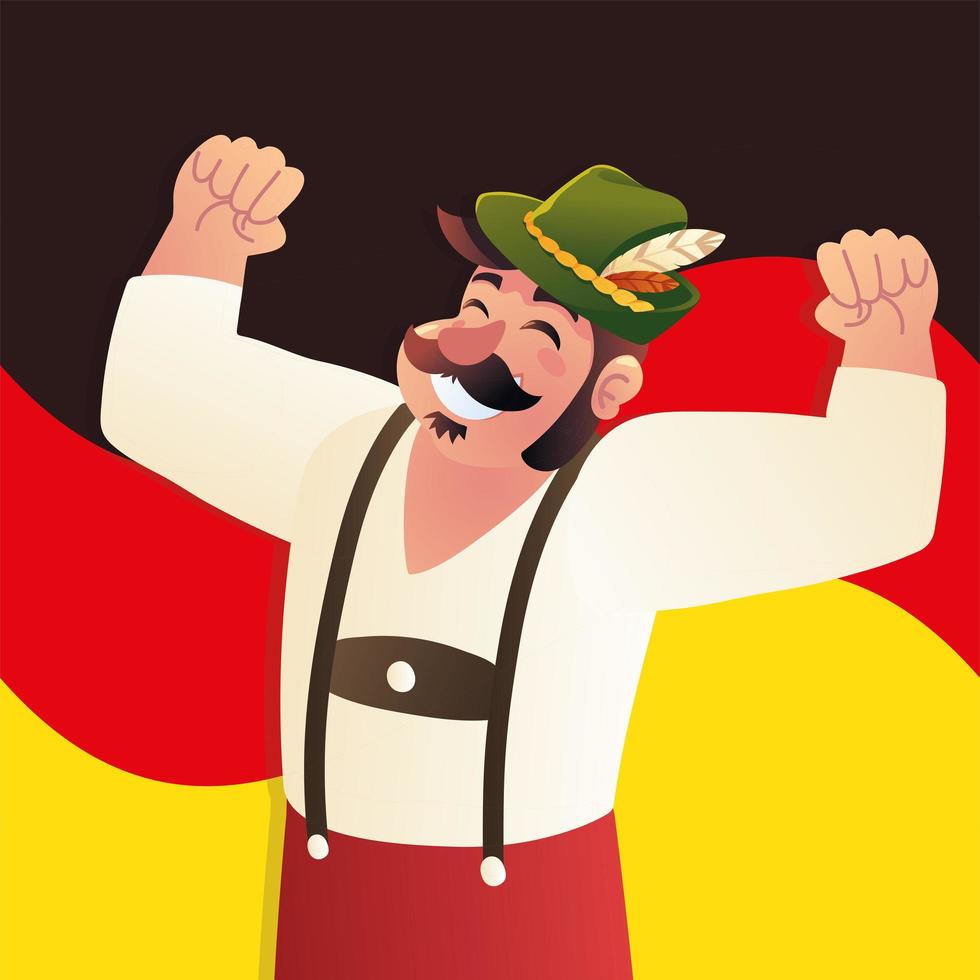 hombre bávaro con bandera de alemania vector