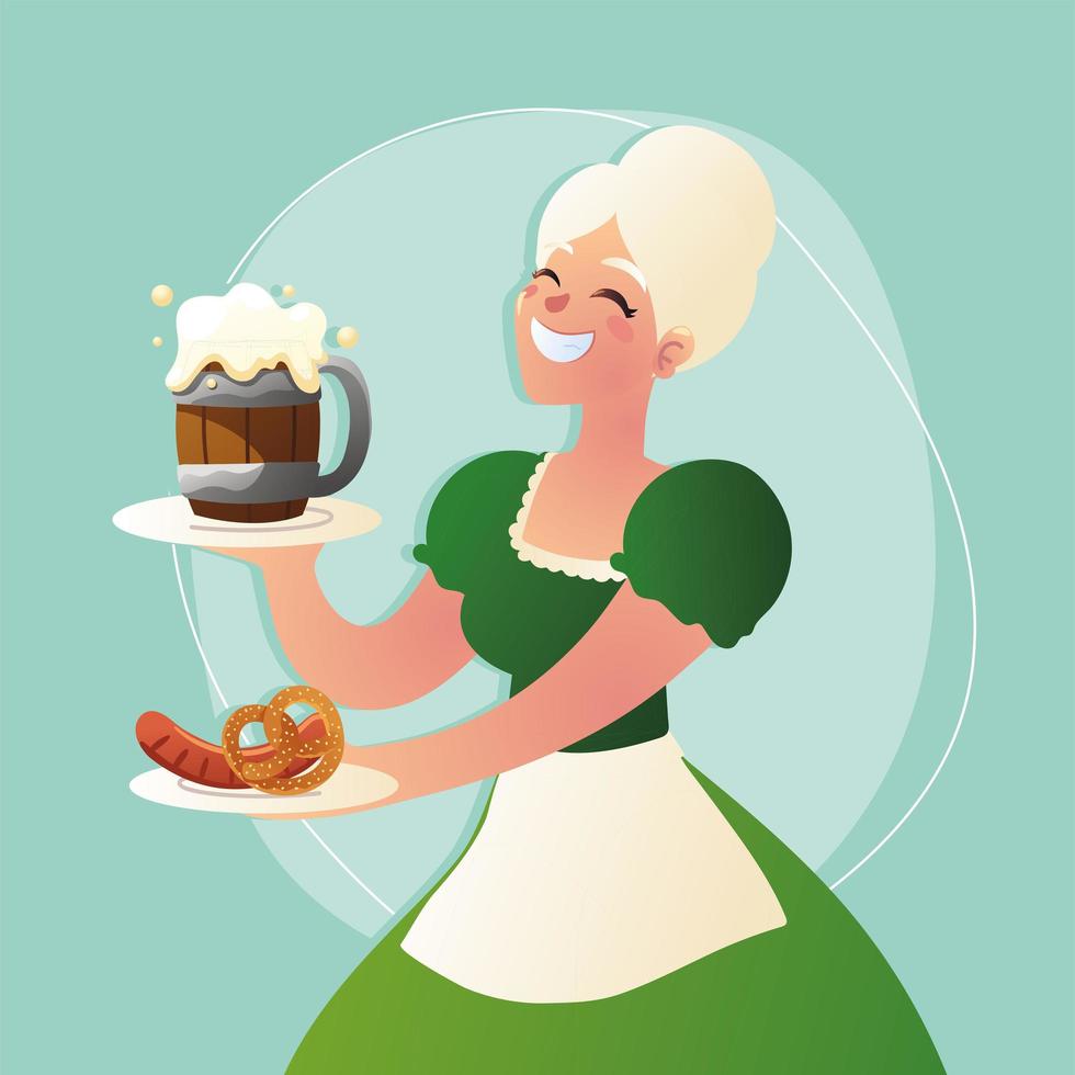 blond bavarian woman vector