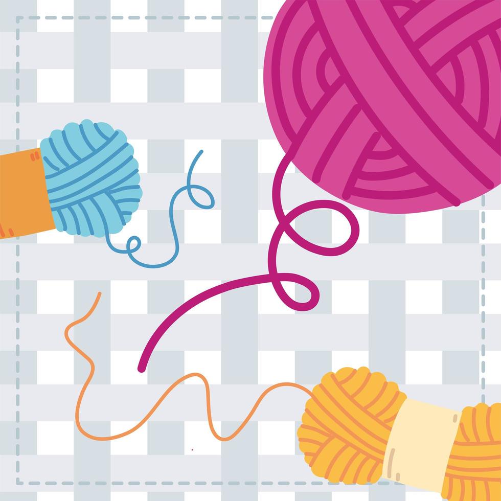 knitting wools rolls vector