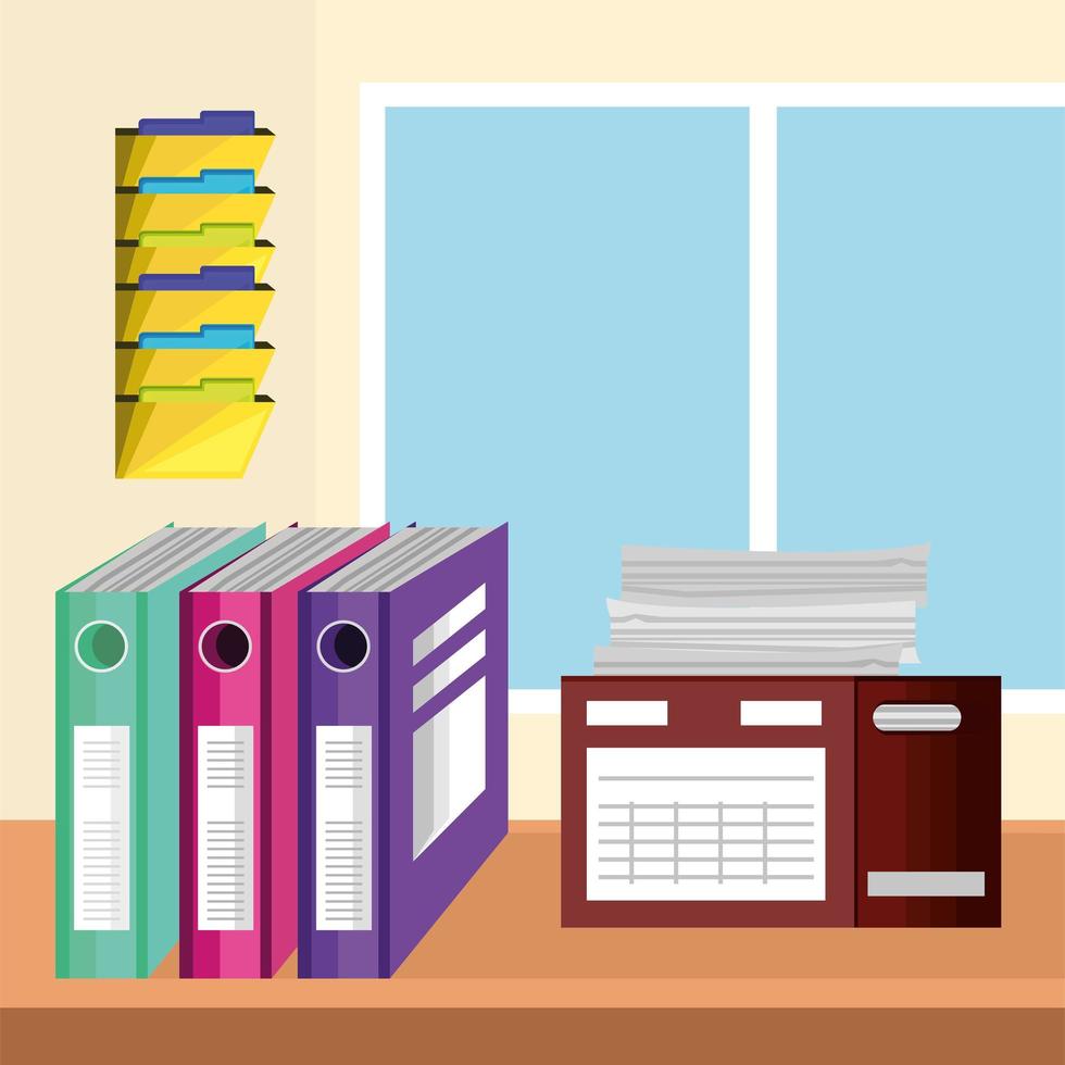 office paperwork with folders vector