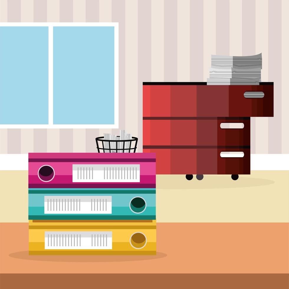 office folders with cabinet vector