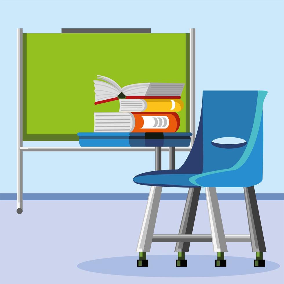 classroom board with chair vector
