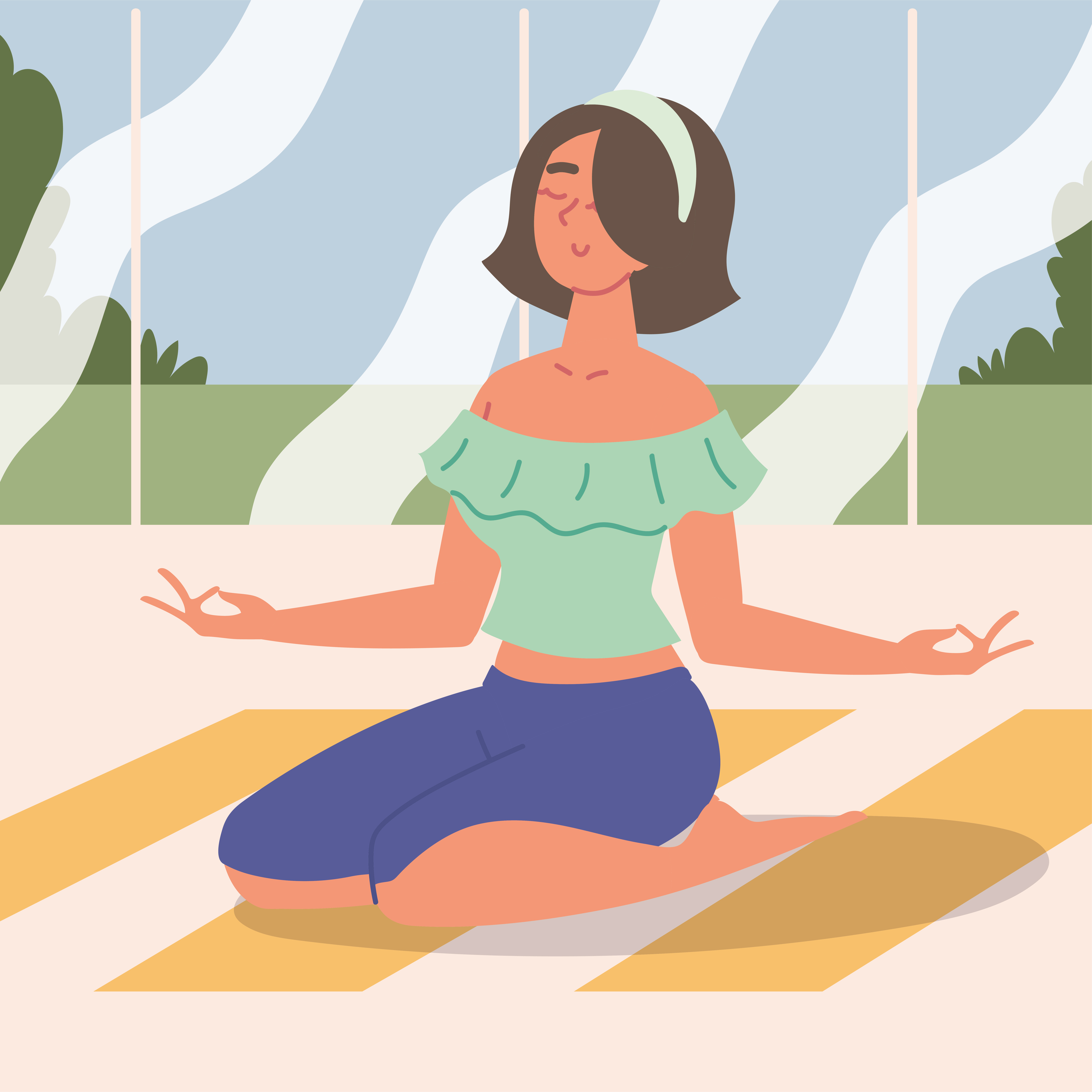 girl sitting meditation pose 4203804 Vector Art at Vecteezy