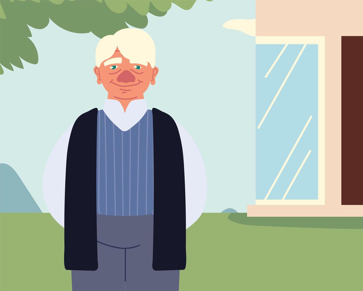 grandpa standing outside vector
