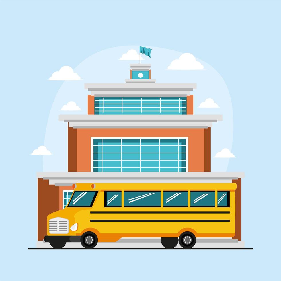 bus in a school building vector