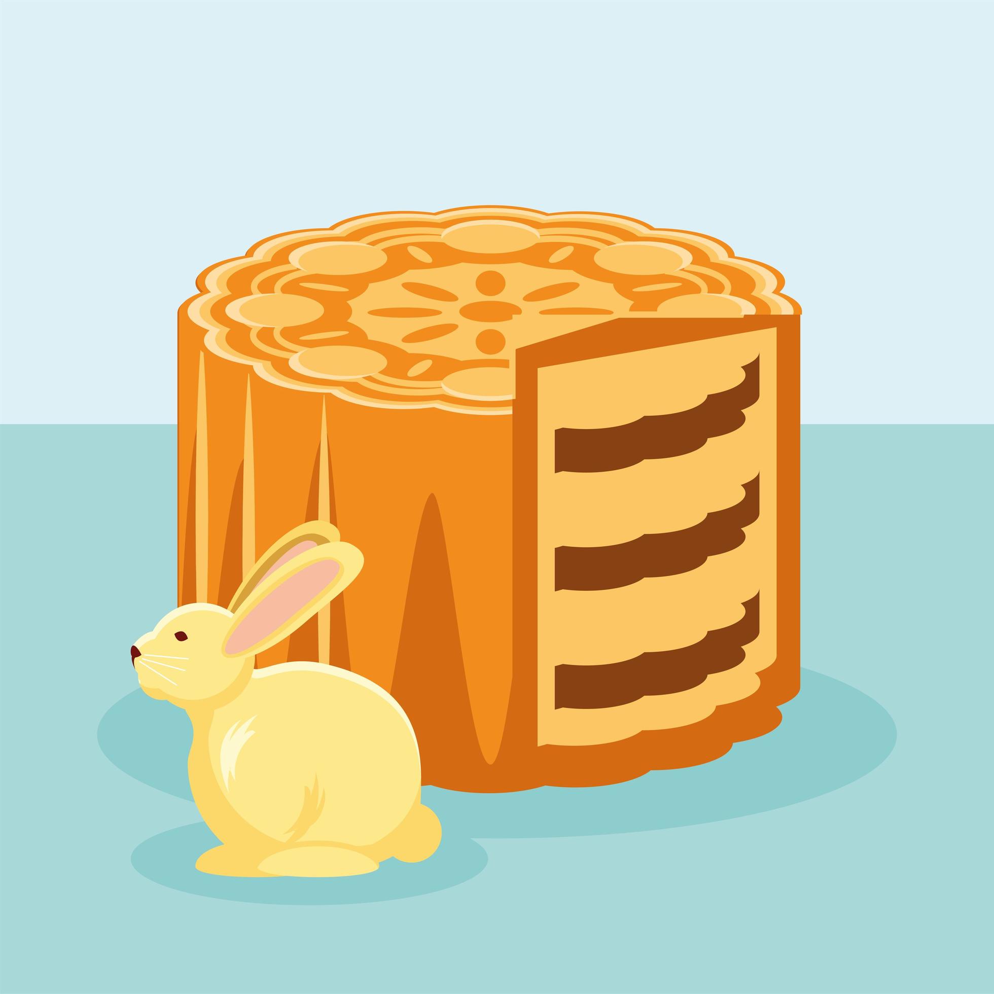 mooncake and rabbit 4203880 Vector Art at Vecteezy
