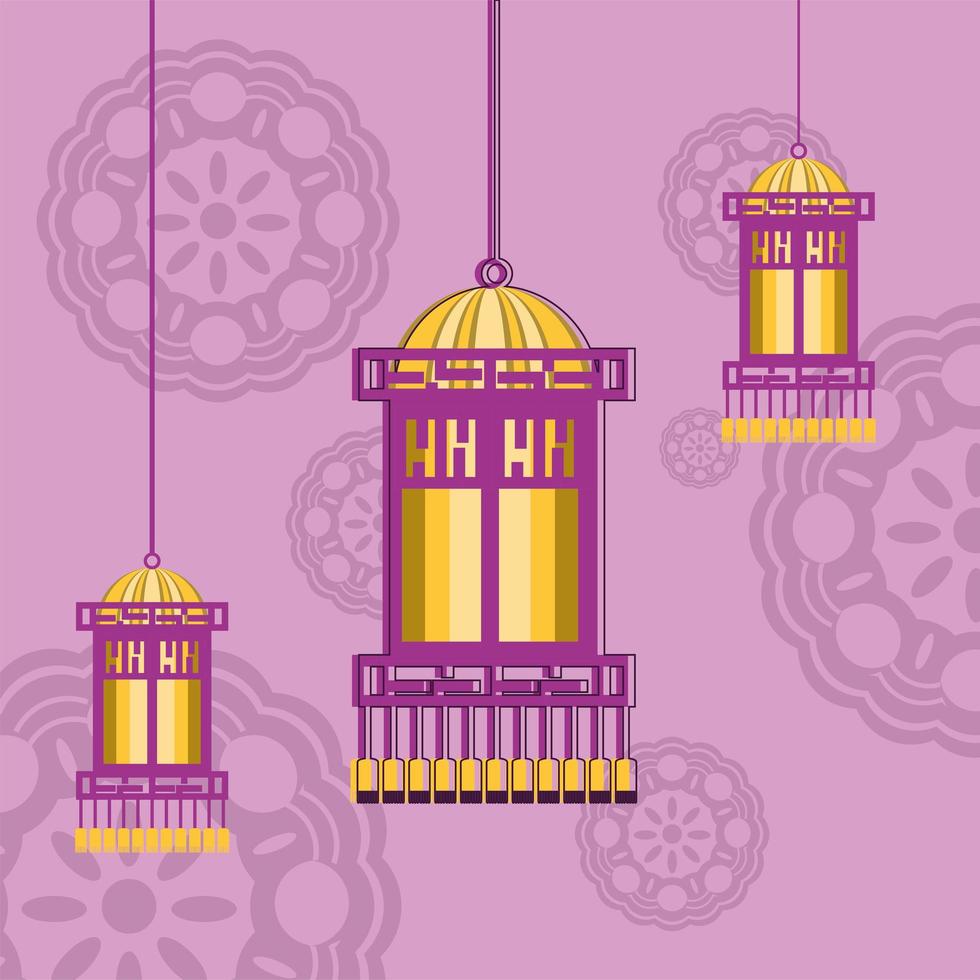 decorative chinese lanterns vector