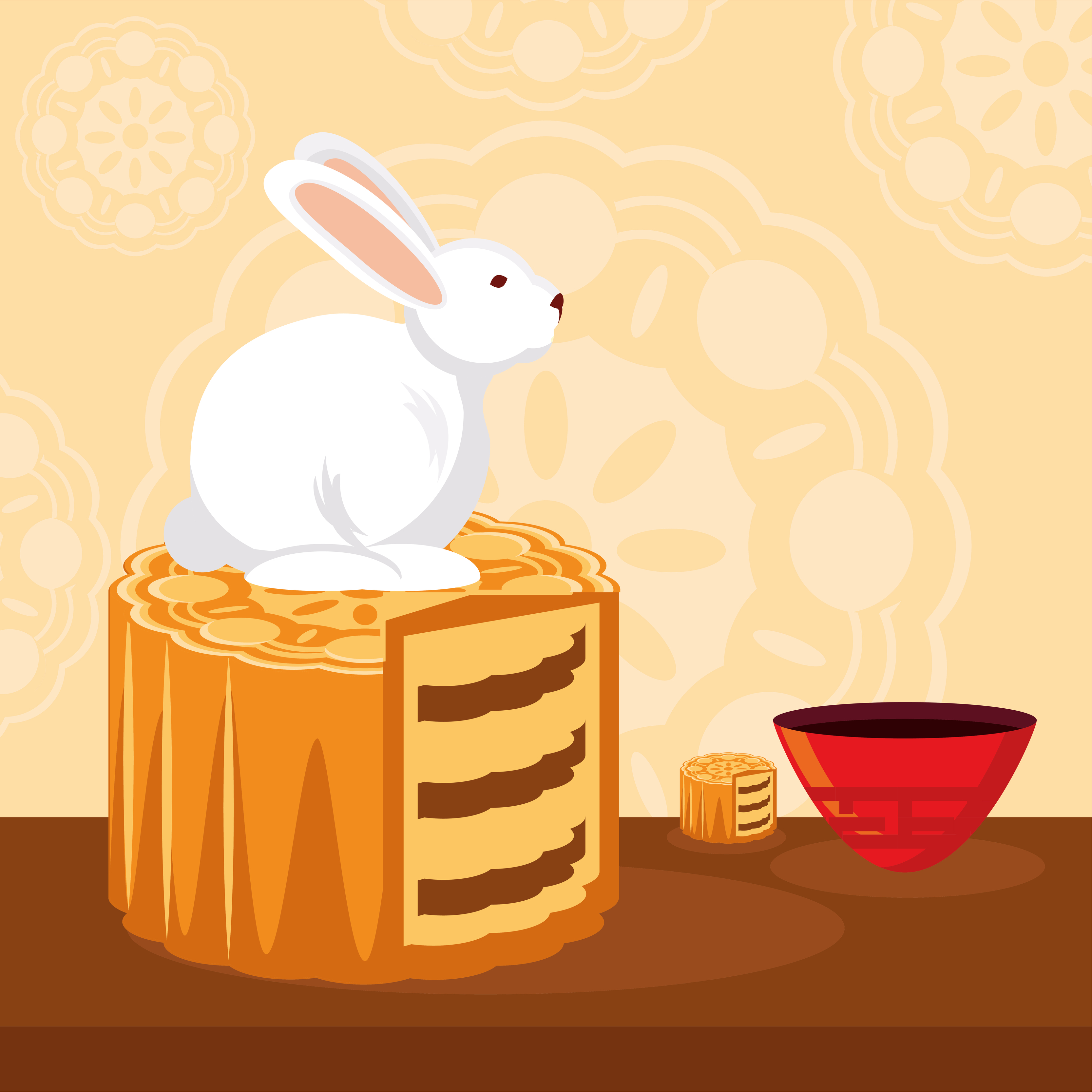 rabbit on mooncake 4203888 Vector Art at Vecteezy