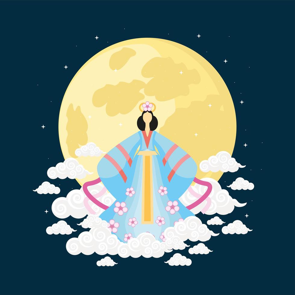 chinese woman in kimono vector