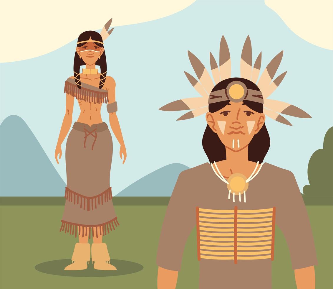 couple native indigenous vector