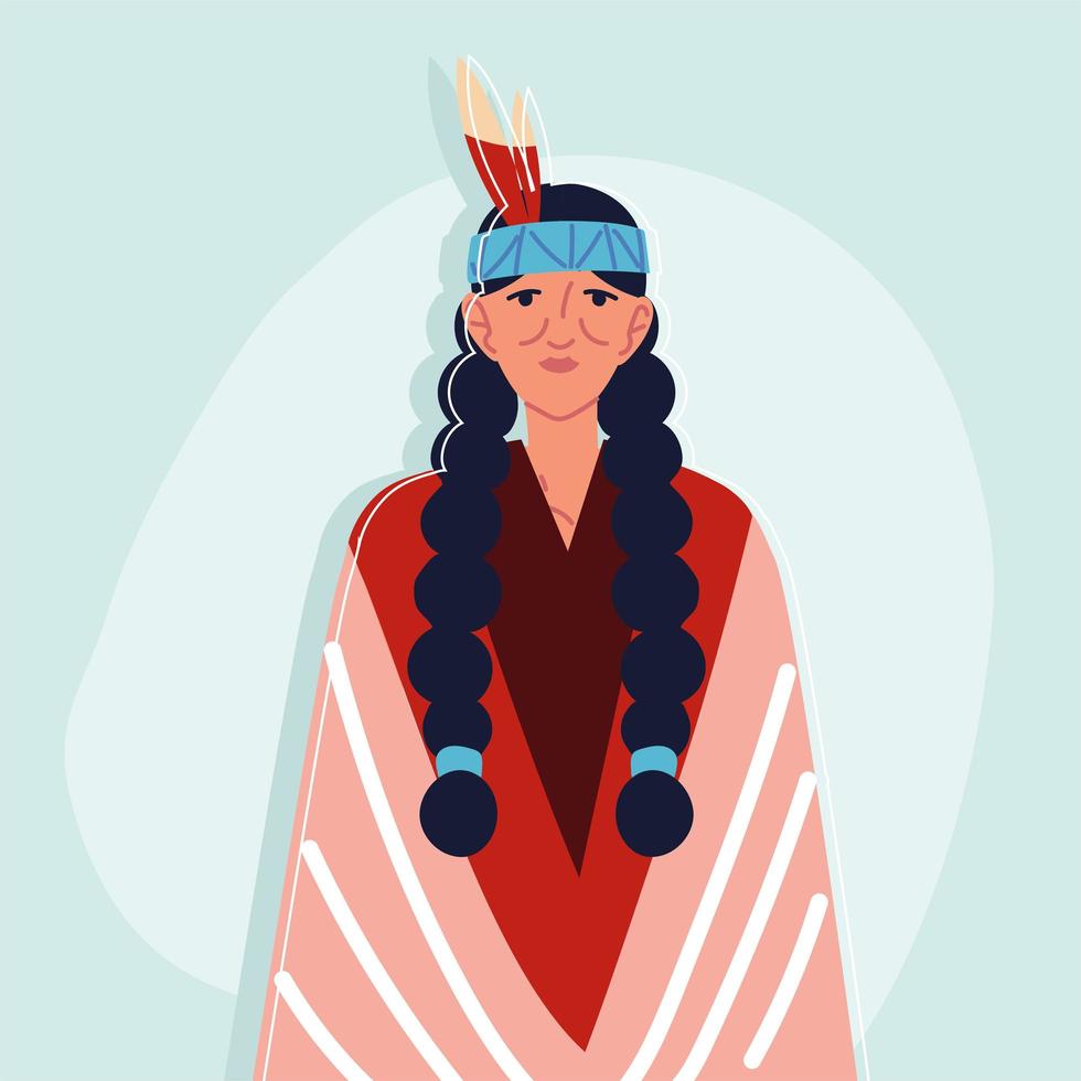 portrait indigenous elderly woman vector