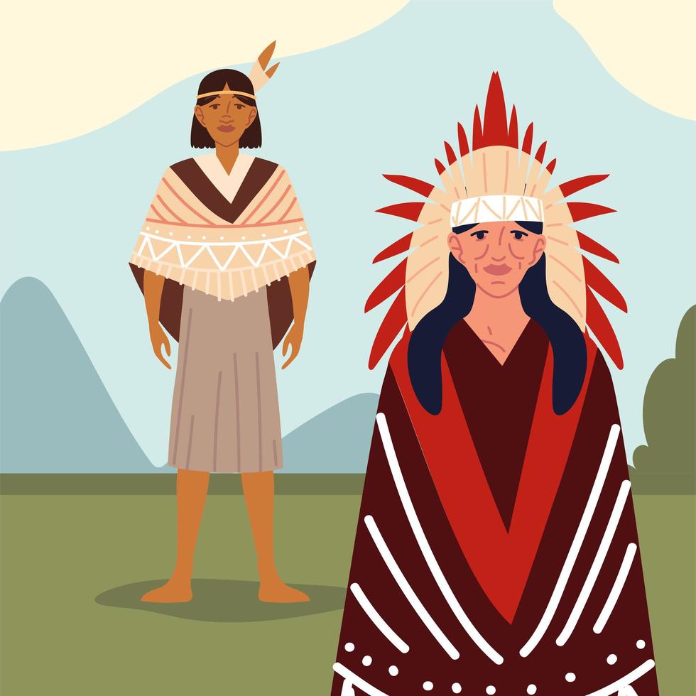 hombres nativos indigenas vector