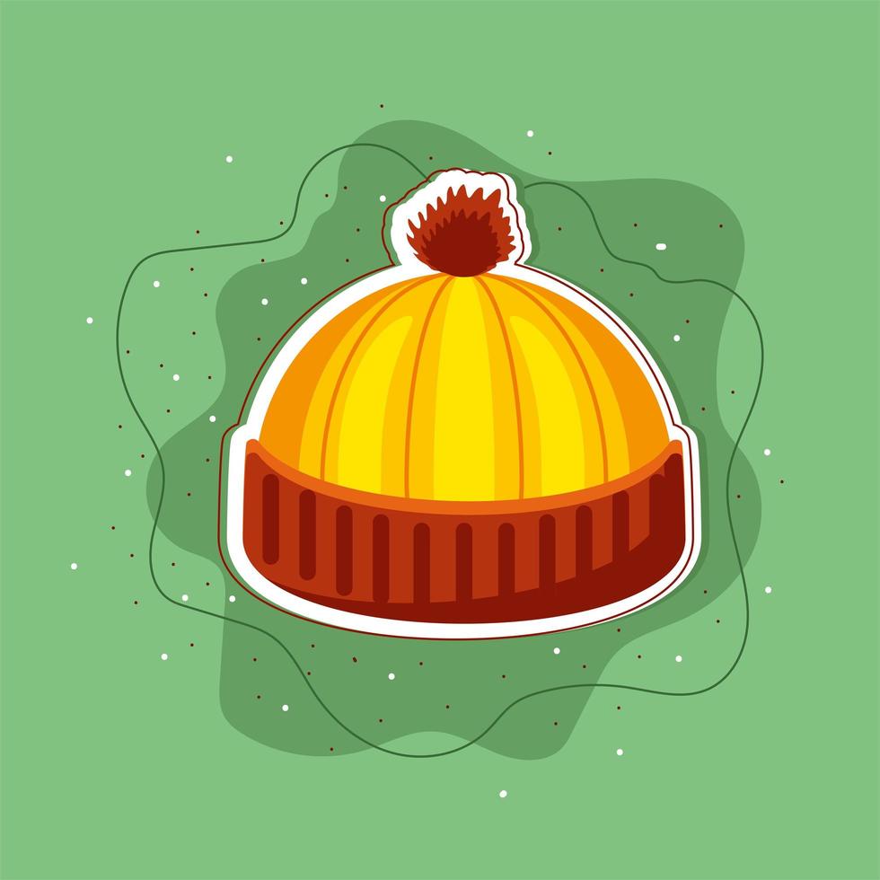 knitted warm hat vector