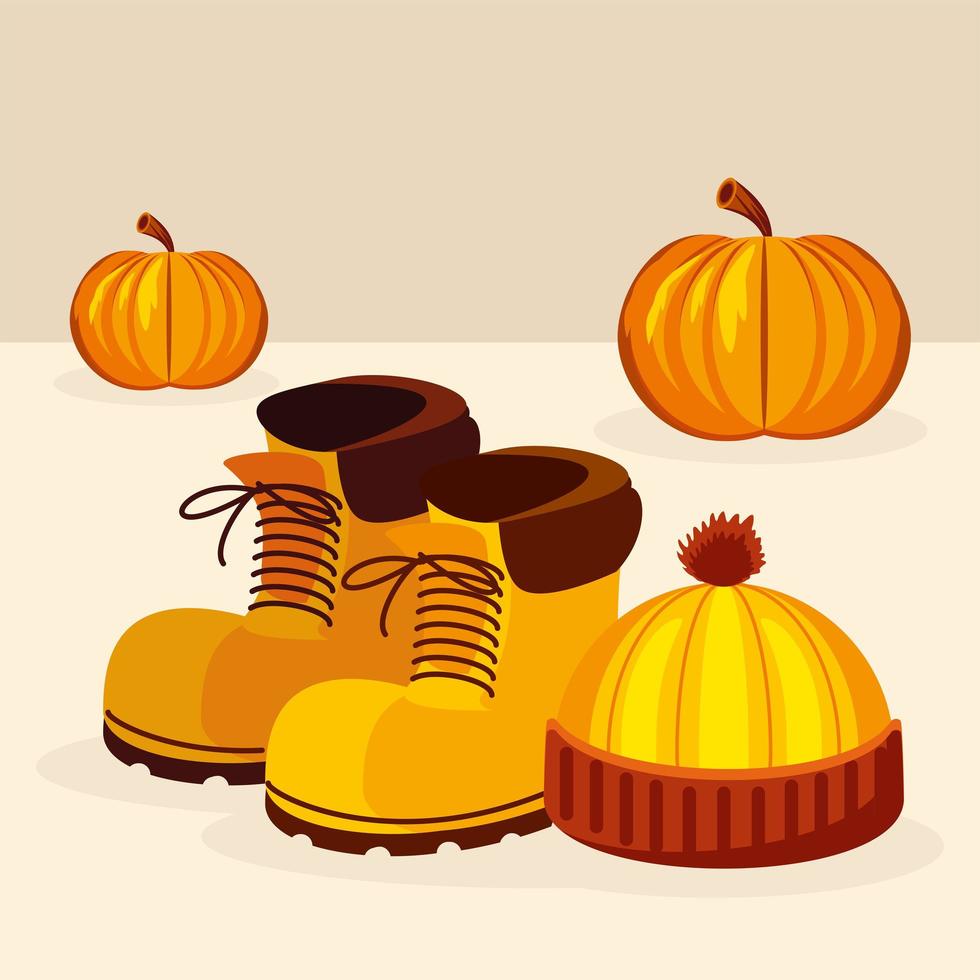autumn boot and hat vector