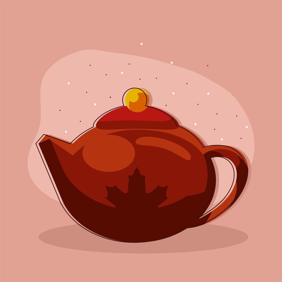 teapot with maple leaf vector