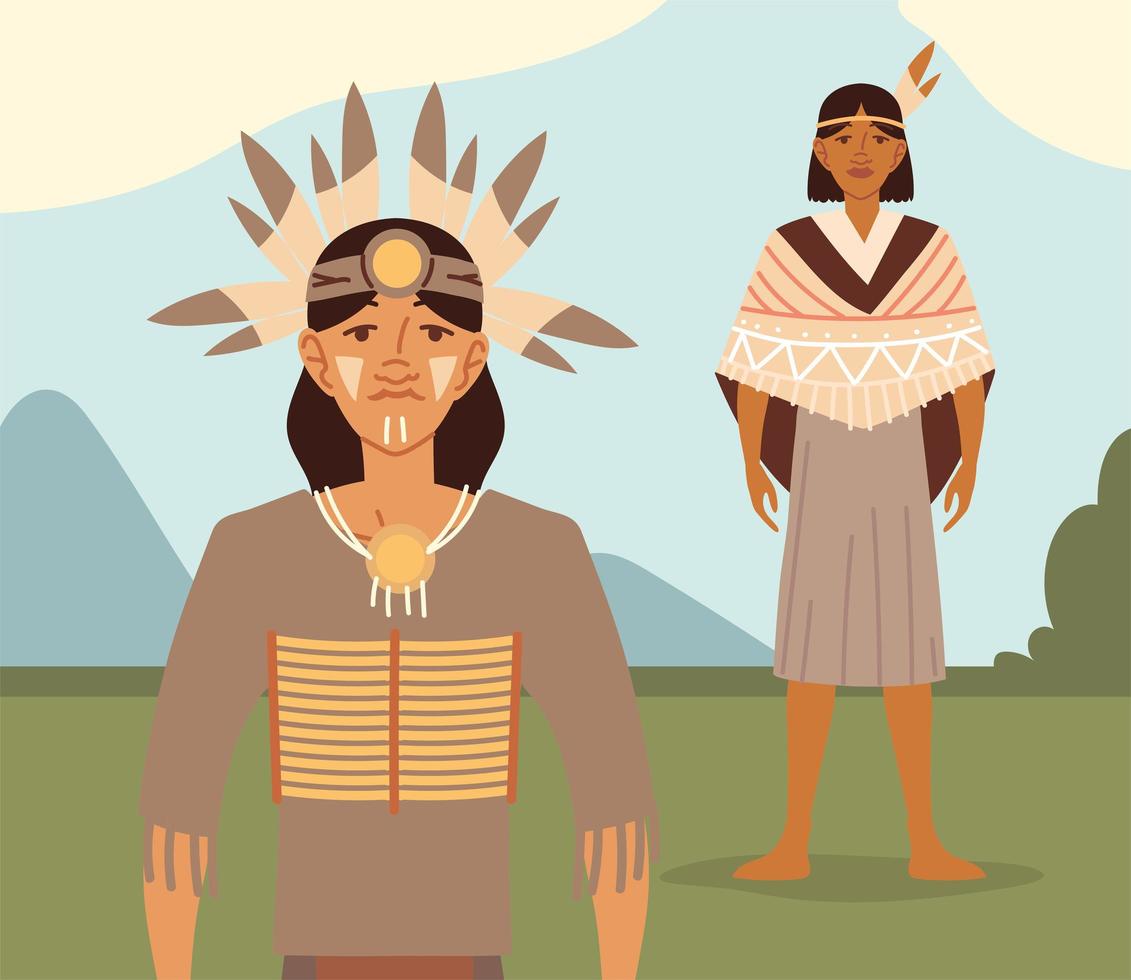 hombres nativos indigenas vector