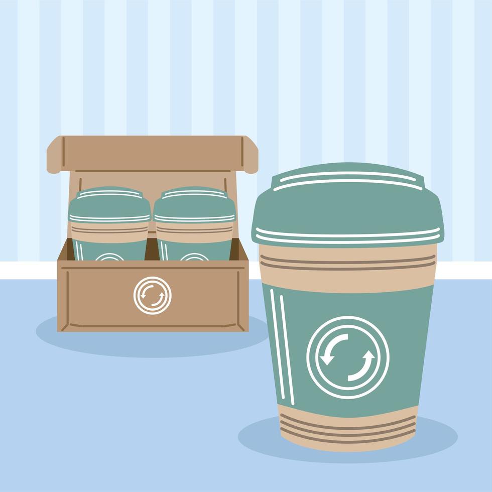 recycle ecology takeaway cups vector