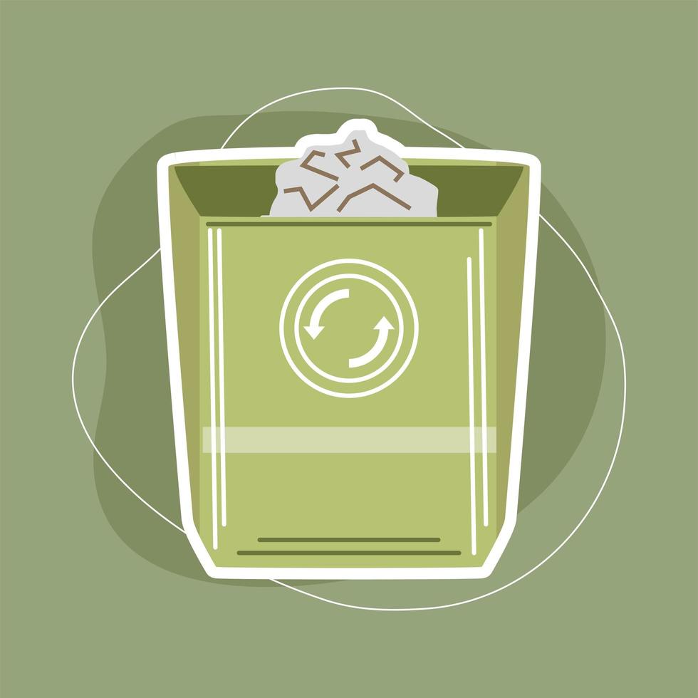 recycling bin with papers vector