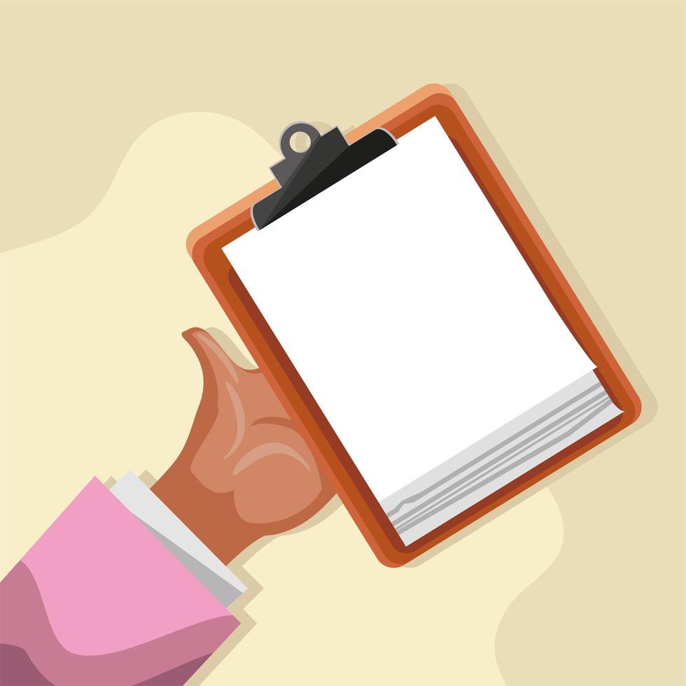 hand holding paperwork vector