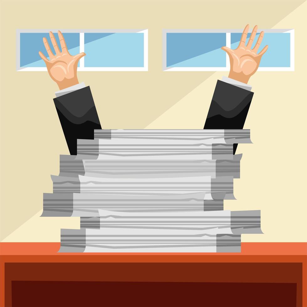 hands employed with paperwork vector