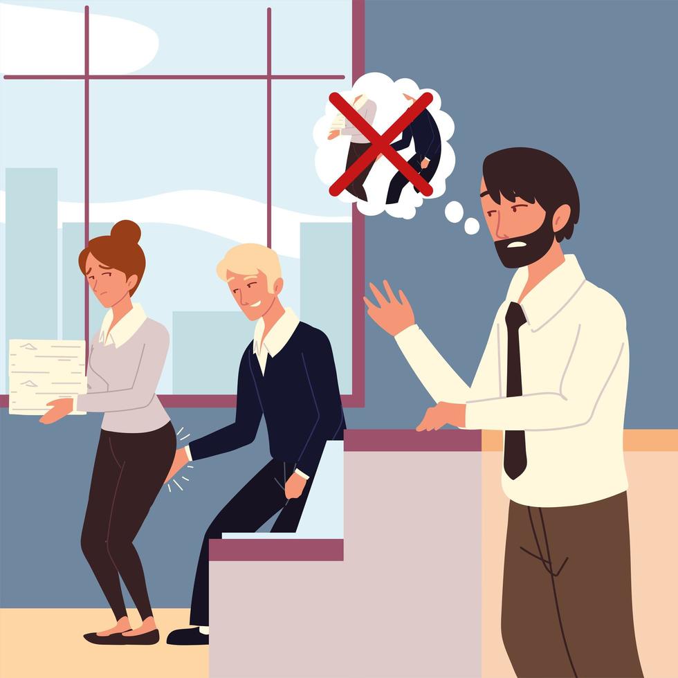 angry male boss workplace harassment vector