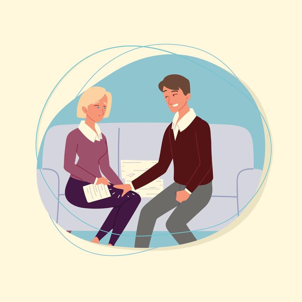 coworker touching woman at work vector