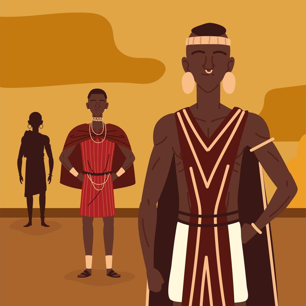 retratos de aborígenes africanos vector