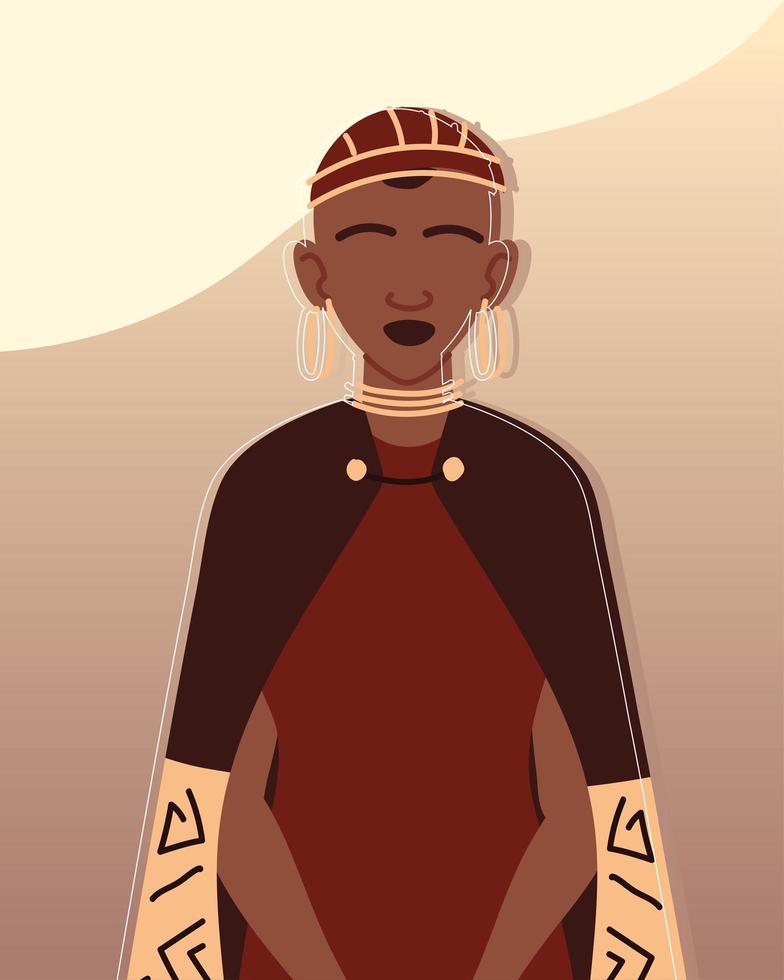 retrato de mujer tribal africana vector