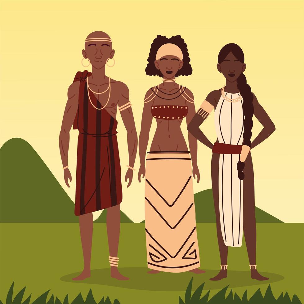 hombre, mujer aborigen vector