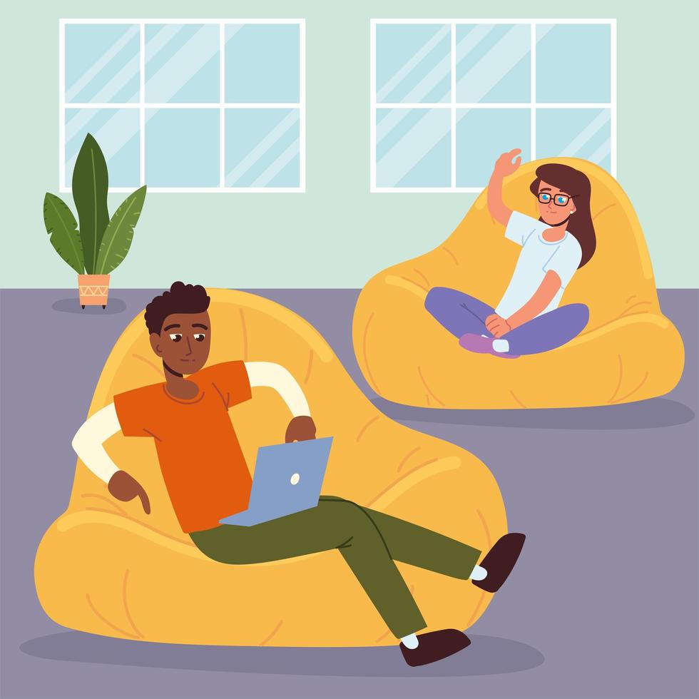 people relaxing sitting vector