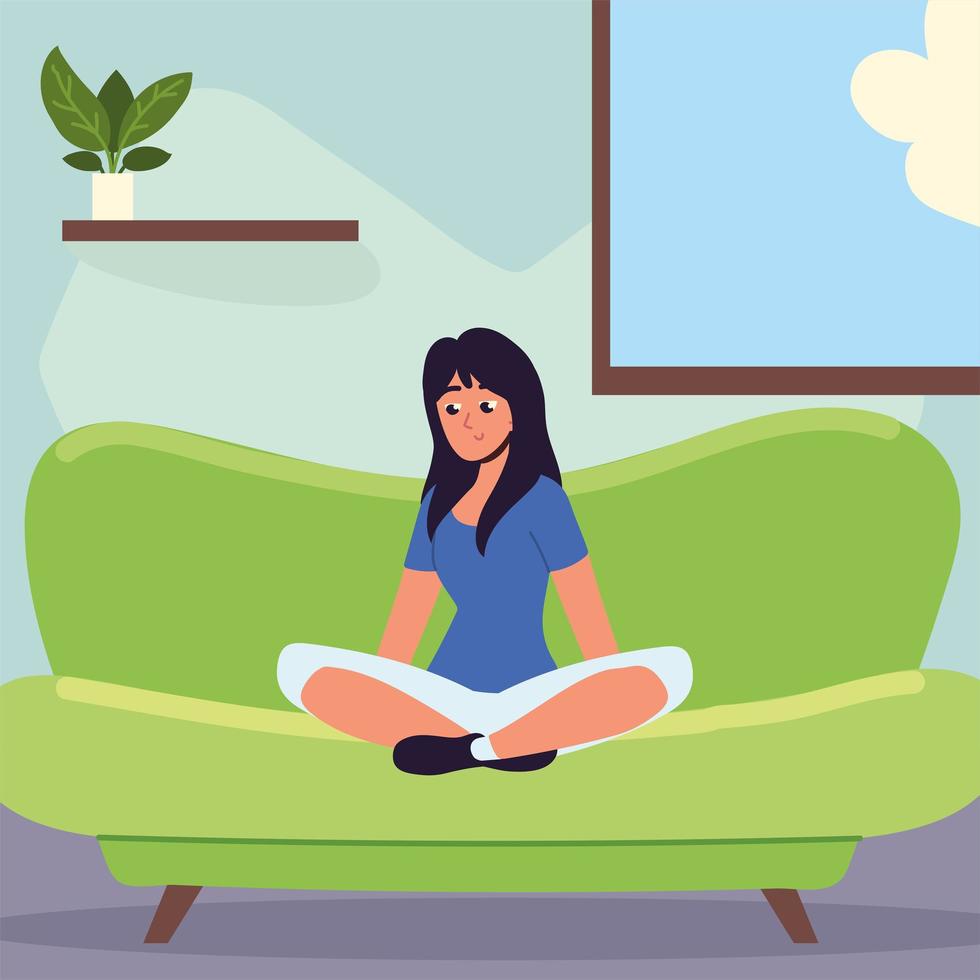 woman sitting on couch vector
