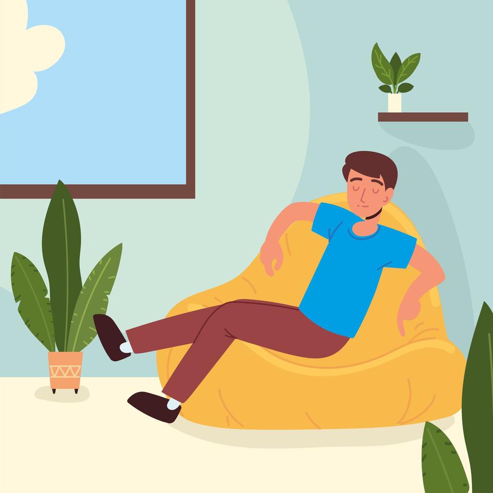 guy sitting in bean bag chair vector