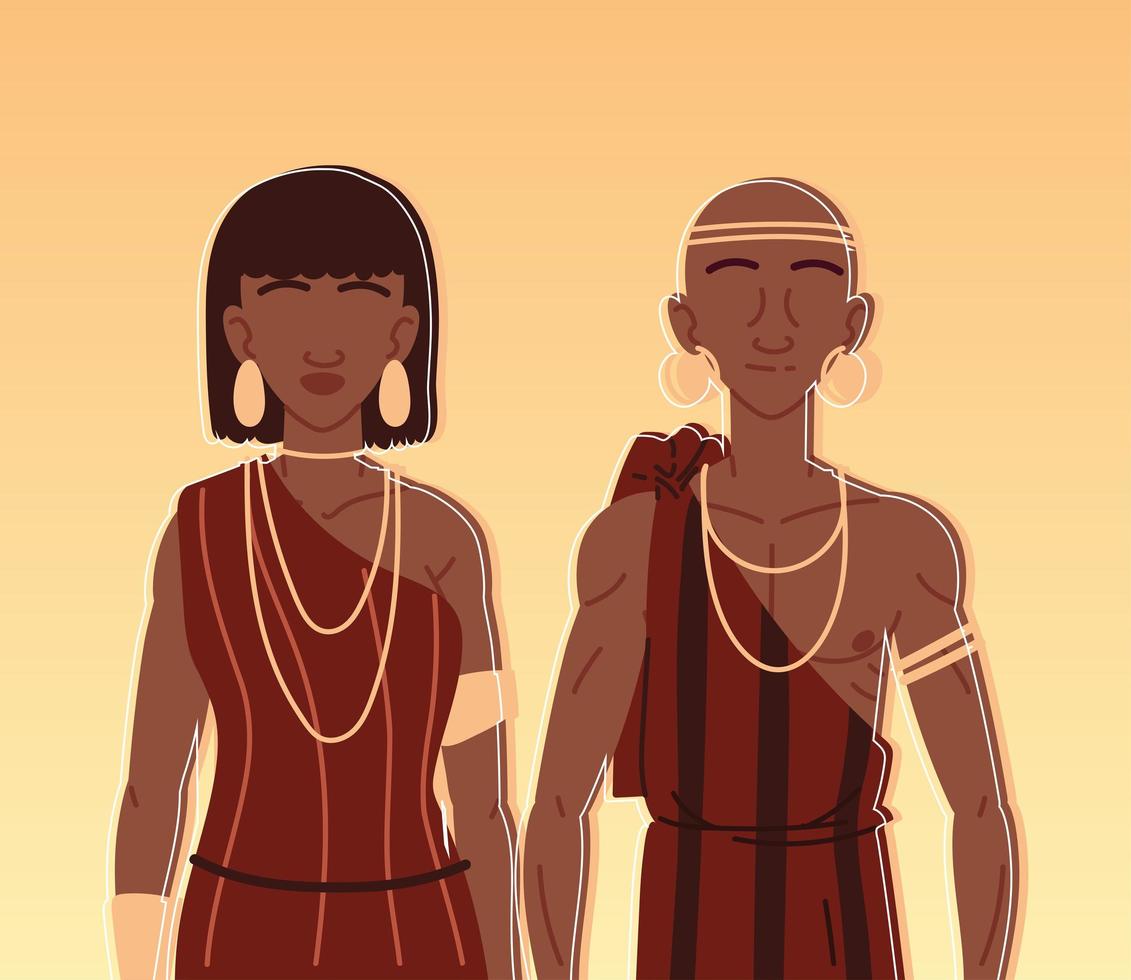 portrait aboriginal couple vector