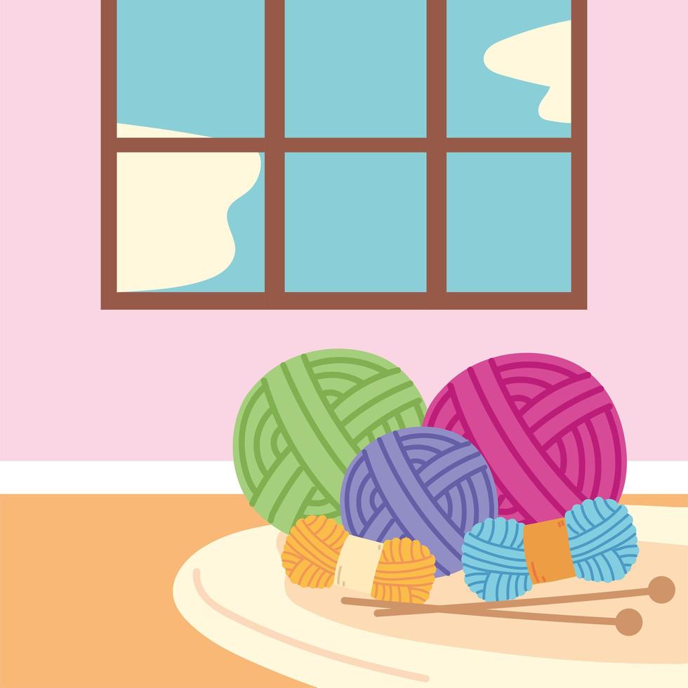 wool knit and needles vector