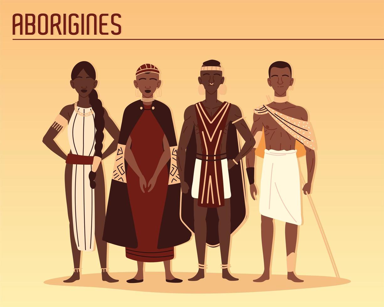 aborigines tribes members vector