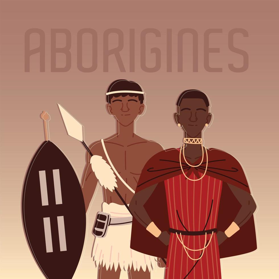 warrior aborigines character vector