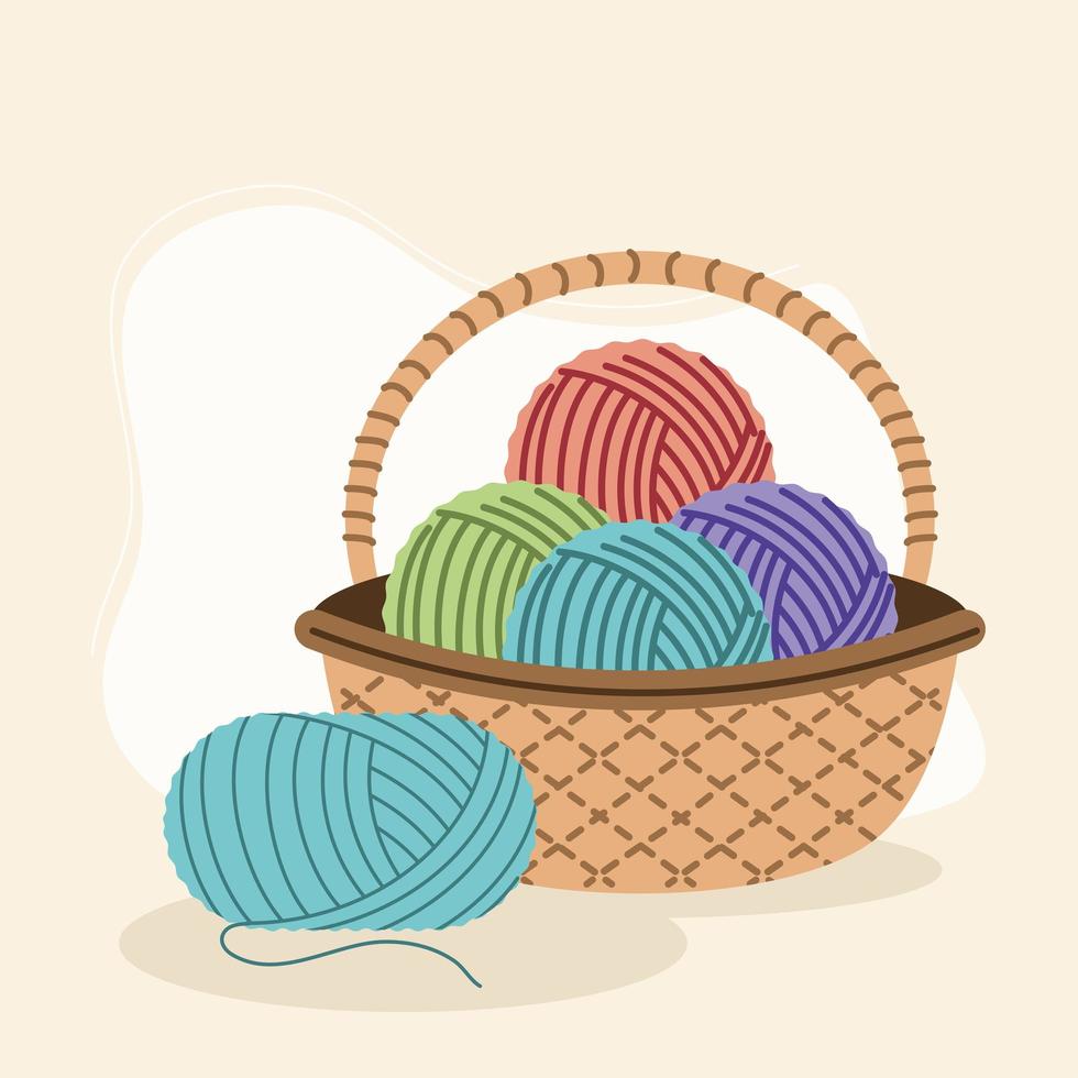 wool balls in basket vector