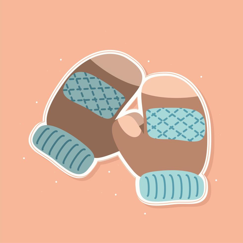 knitted warm mittens vector