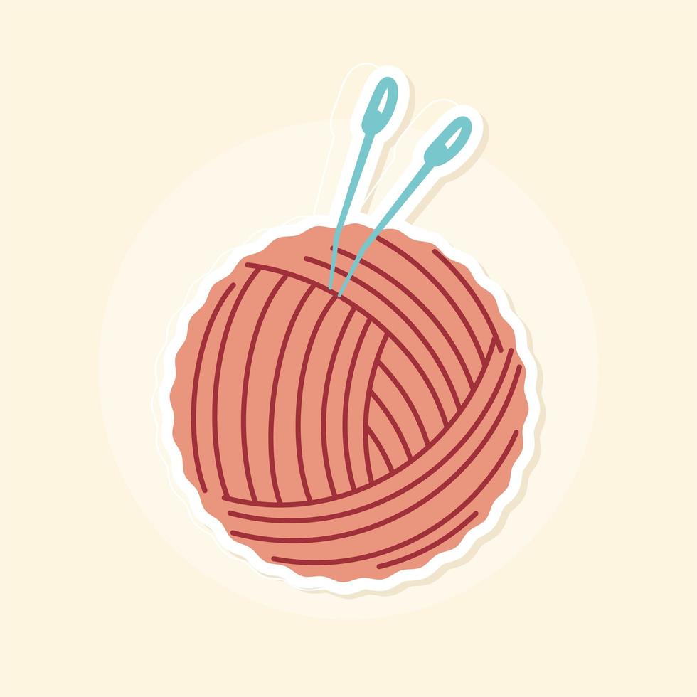 knitting wool with needles vector